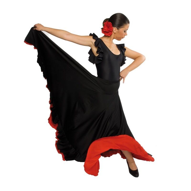 Lejafay - Jupe Longue De Danse Flamenco Irrégulière Pour Femme - Taille élastique, 70% Polyester, 20% Coton, 10% Nylon